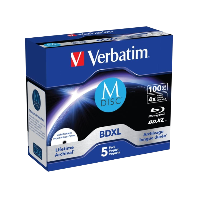 Оптичні диски Verbatim BD-R 100GB 4x Jewel Case 5шт Inkjet Printable (43834)